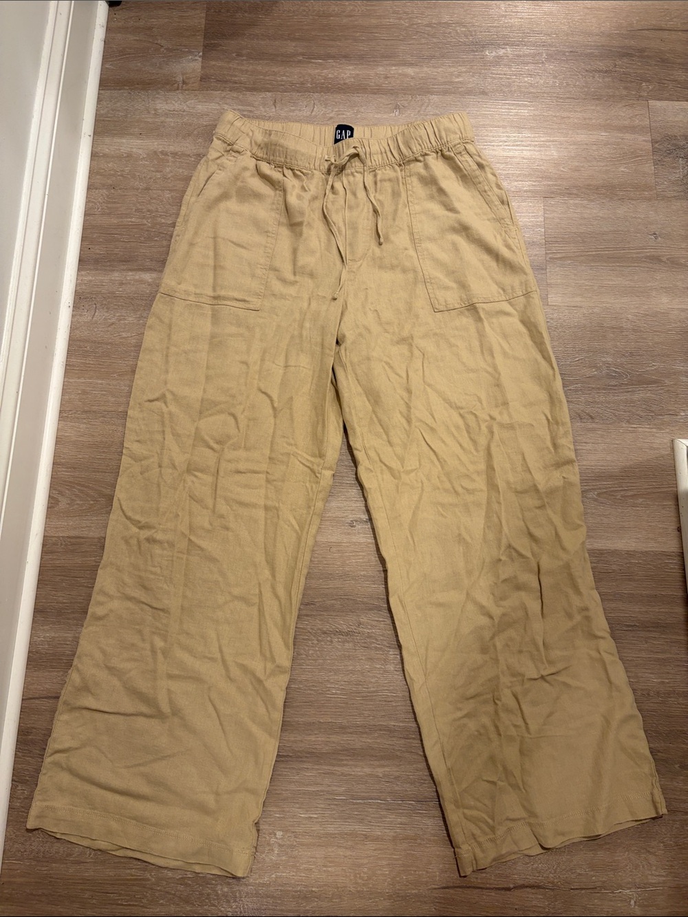 GAP Wide-Leg Drawstring Pants in Tan